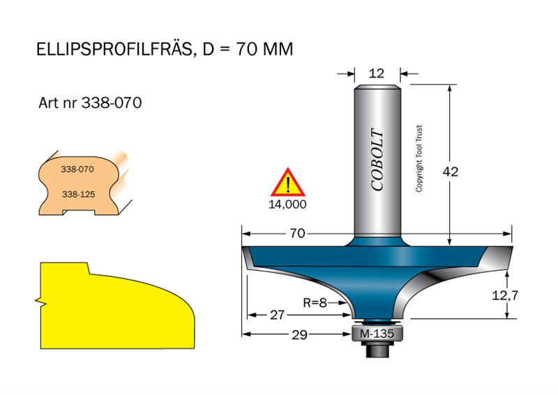 Ellipsprofilfras R 8 D 70 L 18 Tool Trust Ab